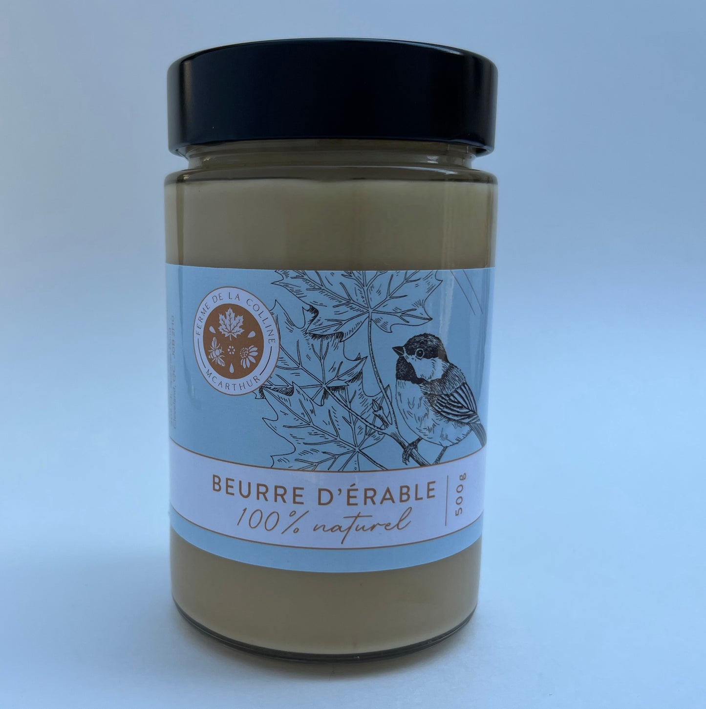 Beurre d'érable 500g dans un contenant en verre